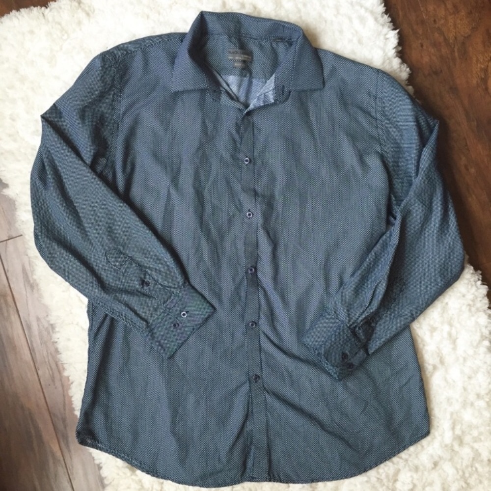 Black Label By Ruffini Slim Fit Navy Button Down